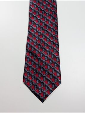 Vintage Handmade The Nature Conservancy Silk Tie Pompano Geometric Red Grey 4"